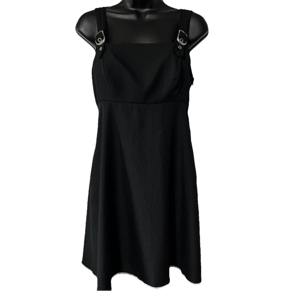 Hot Topic Buckle Strap Pinafore Dress‎ Fit And Flare Black Size Small EUC